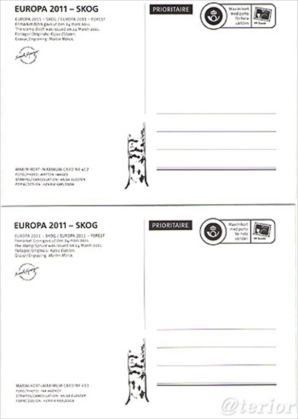 [４０％OFF 定価 945円 在庫処分セール品]北欧雑貨 スウェーデンコレクション記念切手付きハガキ Europa 2011 Forest Maximumcards 写真3