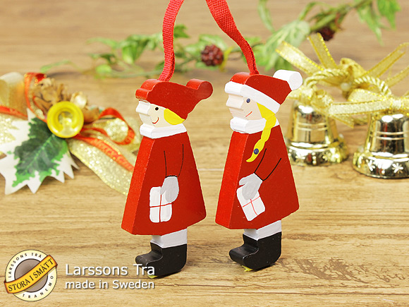 Larssons Tra（ラッセントレー）オーナメント スウェーデン Boy & Girl　クリスマスプレゼント 画像大1