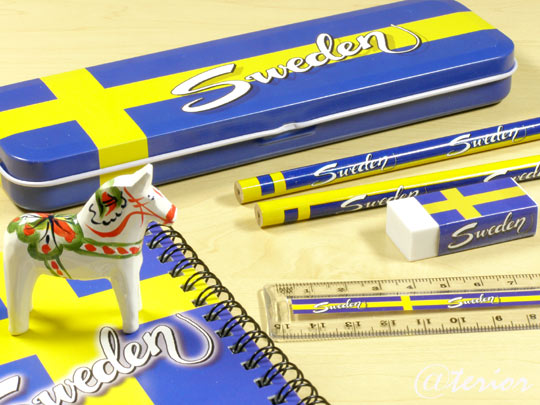 スウェーデン国旗 筆記用具セット 北欧雑貨のアットテリア