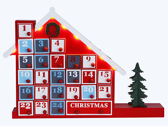 [５０％OFF 定価 11400円 アウトレットセール] 北欧スウェーデン インテリアライト(LED/電飾/電池式) 木製クリスマスアドベントカレンダー ON/OFFタイマー式 画像大3