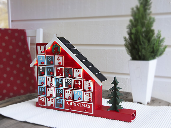 [５０％OFF 定価 11400円 アウトレットセール] 北欧スウェーデン インテリアライト(LED/電飾/電池式) 木製クリスマスアドベントカレンダー ON/OFFタイマー式 画像大4