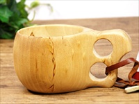 Puuhari プーハリ｜kuksa(ククサ) ｜２つ穴ハンドル トナカイの角のお守り付 VISAKOIVU(ヴィサコイヴ)180ml