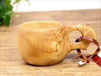 Puuhari プーハリ｜kuksa(ククサ) ｜１つ穴ハンドル トナカイの角のお守り付 VISAKOIVU(ヴィサコイヴ)130ml