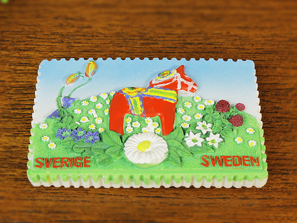 [５０％OFF 定価 1300円 アウトレットセール*]Nordic Souvenir / ノルディックスーベニア 北欧雑貨 スウェーデン伝統ダーラナホースの立体スタンプ形マグネット 画像大5
