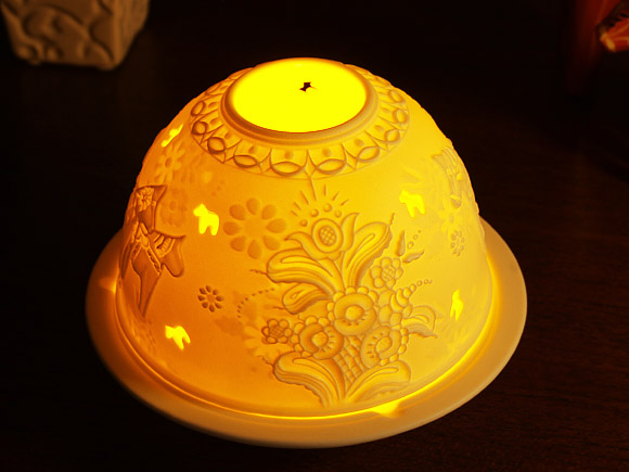 北欧ダーラナホースクラシック＆クルビッツ 陶器製キャンドルドームライト(LEDティーライト電池付き) 画像大2