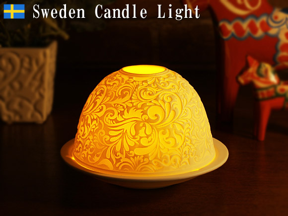 北欧クルビッツ 陶器製キャンドルドームライト(LEDティーライト電池付き) 画像大1
