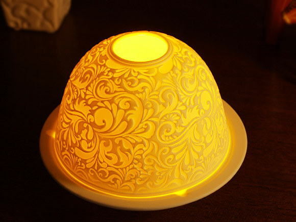 北欧クルビッツ 陶器製キャンドルドームライト(LEDティーライト電池付き) 画像大2