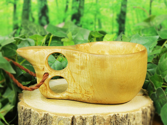 Wood Jewel ウッドジュエル｜ククサ(kuksa) ヴィサコイブ(visakoivu)カーリーバーチ クリフ-001｜2つ穴ハンドル 160cc 画像大2