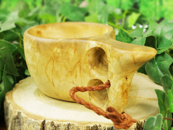 Wood Jewel ウッドジュエル｜ククサ(kuksa) ヴィサコイブ(visakoivu)カーリーバーチ クリフ-001｜2つ穴ハンドル 160cc 画像大4