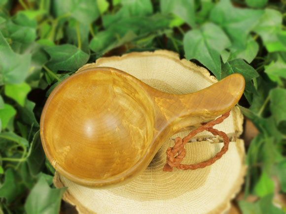 Wood Jewel ウッドジュエル｜ククサ(kuksa) ヴィサコイブ(visakoivu)カーリーバーチ クリフ-001｜2つ穴ハンドル 160cc 画像大5