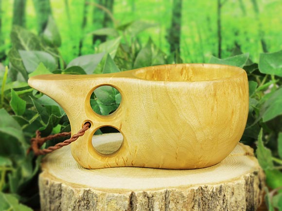 Wood Jewel ウッドジュエル｜ククサ(kuksa) ヴィサコイブ(visakoivu)カーリーバーチ クリフ-003｜2つ穴ハンドル 160cc 画像大2