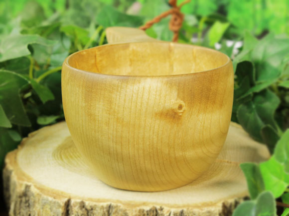 Wood Jewel ウッドジュエル｜ククサ(kuksa) ヴィサコイブ(visakoivu)カーリーバーチ クリフ-006｜2つ穴ハンドル 160cc 画像大3