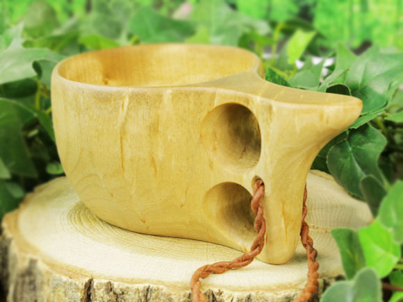 Wood Jewel ウッドジュエル｜ククサ(kuksa) ヴィサコイブ(visakoivu)カーリーバーチ クリフ-006｜2つ穴ハンドル 160cc 画像大4