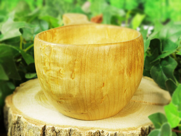 Wood Jewel ウッドジュエル｜ククサ(kuksa) ヴィサコイブ(visakoivu)カーリーバーチ クリフ-007｜2つ穴ハンドル 160cc 画像大3