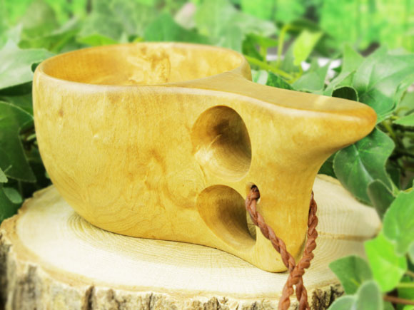 Wood Jewel ウッドジュエル｜ククサ(kuksa) ヴィサコイブ(visakoivu)カーリーバーチ クリフ-008｜2つ穴ハンドル 160cc 画像大4