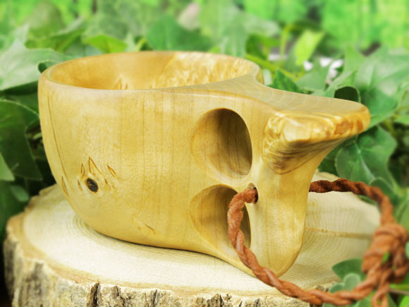 Wood Jewel ウッドジュエル｜ククサ(kuksa) ヴィサコイブ(visakoivu)カーリーバーチ クリフ-009｜2つ穴ハンドル 160cc 画像大4