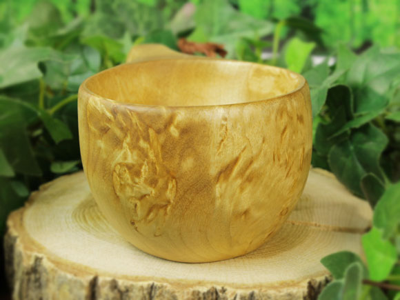 Wood Jewel ウッドジュエル｜ククサ(kuksa) ヴィサコイブ(visakoivu)カーリーバーチ ラウンド-003｜2つ穴ハンドル 160cc 画像大3