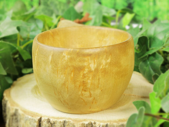 Wood Jewel ウッドジュエル｜ククサ(kuksa) ヴィサコイブ(visakoivu)カーリーバーチ ラウンド-004｜2つ穴ハンドル 160cc 画像大3