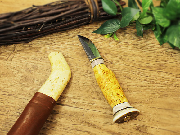 Puukko プーッコ｜Wood Jewel ウッドジュエル｜北欧スカンジナビア カーリーバーチシースナイフ-001 画像大2