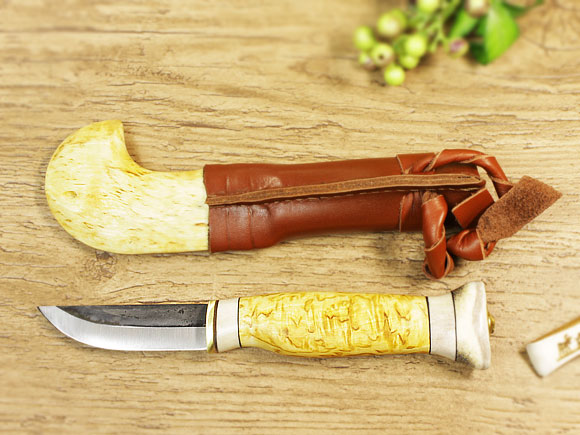 Puukko プーッコ｜Wood Jewel ウッドジュエル｜北欧スカンジナビア カーリーバーチシースナイフ-002(ブレードにWood Jewelの刻印無し) 画像大5