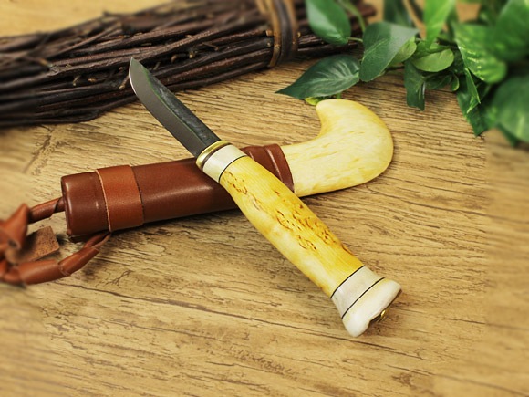 Puukko プーッコ｜Wood Jewel ウッドジュエル｜北欧スカンジナビア カーリーバーチシースナイフ-003(ブレードにWood Jewelの刻印無し) 画像大2