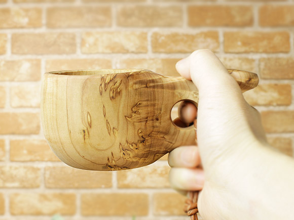 Pahkataide パッカタイデ｜ククサ(kuksa) ヴィサコイブ(visakoivu)カーリーバーチ-002｜1つ穴ハンドル 160cc 画像大7
