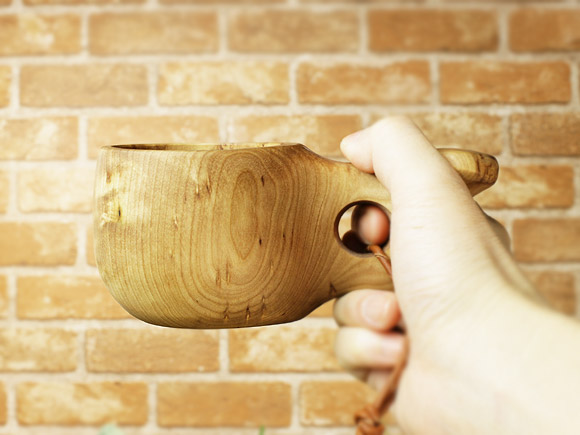 Pahkataide パッカタイデ｜ククサ(kuksa) ヴィサコイブ(visakoivu)カーリーバーチ-005｜1つ穴ハンドル 160cc 画像大7