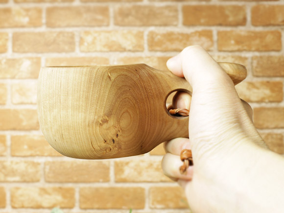 Pahkataide パッカタイデ｜ククサ(kuksa) ヴィサコイブ(visakoivu)カーリーバーチ-006｜1つ穴ハンドル 160cc 画像大7
