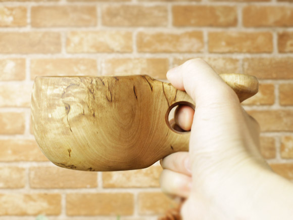 Pahkataide パッカタイデ｜ククサ(kuksa) ヴィサコイブ(visakoivu)カーリーバーチ-010｜1つ穴ハンドル 160cc 画像大7