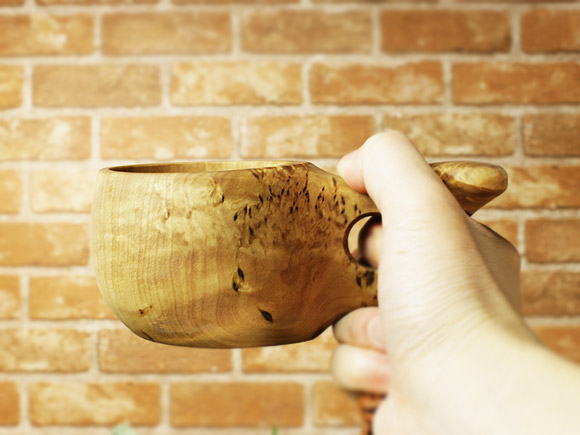 Pahkataide パッカタイデ｜ククサ(kuksa) ヴィサコイブ(visakoivu)カーリーバーチ-012｜1つ穴ハンドル 160cc 画像大7