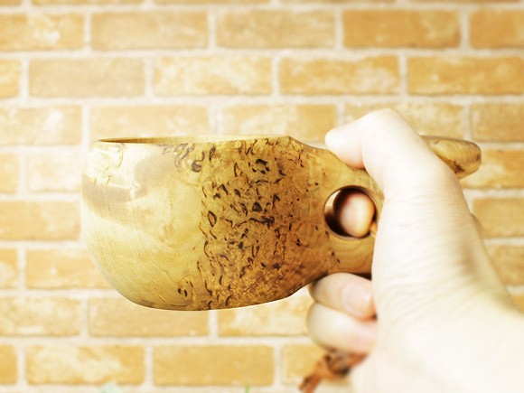 Pahkataide パッカタイデ｜ククサ(kuksa) ヴィサコイブ(visakoivu)カーリーバーチ-015｜1つ穴ハンドル 160cc 画像大7