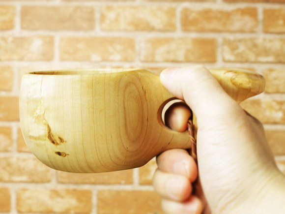 Pahkataide パッカタイデ｜ククサ(kuksa) ヴィサコイブ(visakoivu)カーリーバーチ-016｜1つ穴ハンドル 160cc 画像大7