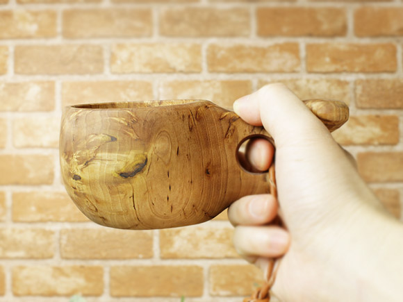 Pahkataide パッカタイデ｜ククサ(kuksa) ヴィサコイブ(visakoivu)カーリーバーチ-017｜1つ穴ハンドル 160cc 画像大7