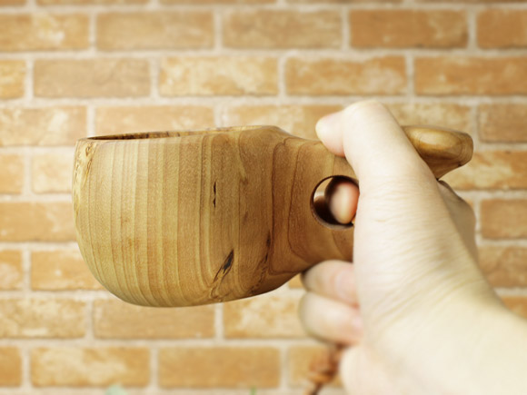 Pahkataide パッカタイデ｜ククサ(kuksa) ヴィサコイブ(visakoivu)カーリーバーチ-018｜1つ穴ハンドル 160cc 画像大7