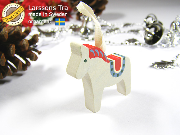 Larssons Tra（ラッセントレー）オーナメント ダーラナホース ホワイト＆レッド 画像大1