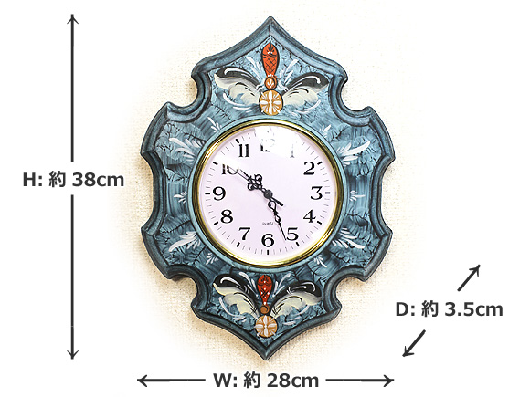 スウェーデンの壁掛け時計 北欧クルビッツ・クロック（Kurbits clock）ダーラブルー 写真4