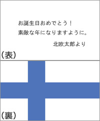 メッセージカード （表）白無地 / （裏）フィンランド国旗 / ミニ封筒付き